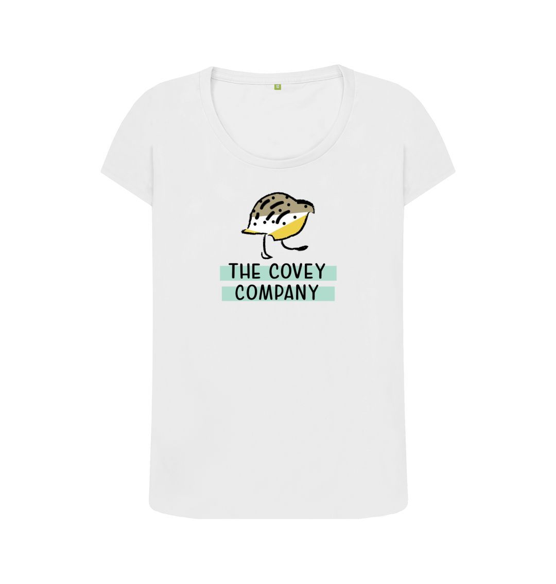 White The Covey Company Scoop Neck Tee